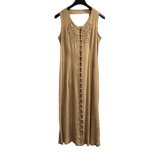 Vintage Fashion Bug Dress Womens S Pleated Embroidered Floral Maxi‎ Boho Peasant